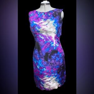 Worthington Aurora Print Sheath dress, fully lined sz 6 p
